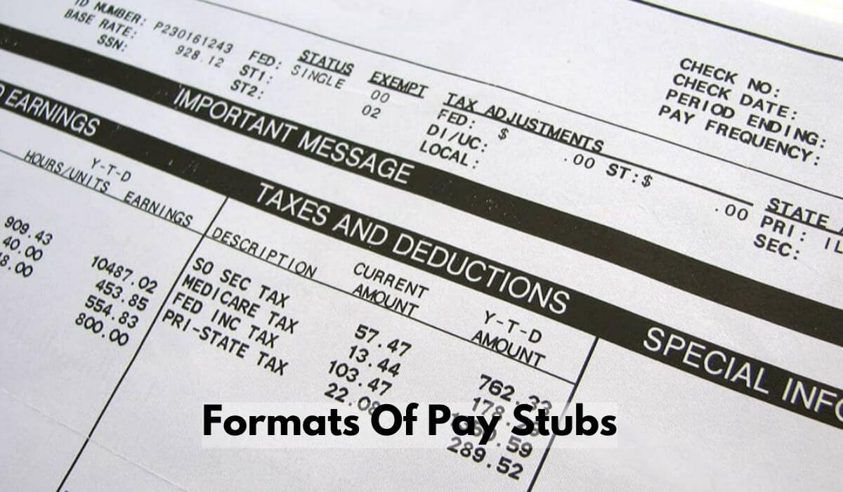 Formats Of Pay Stubs